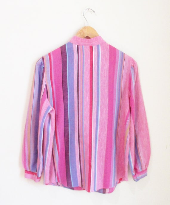 Vintage 1970s Gauzy Cotton Blouse | Bold Colorblo… - image 5