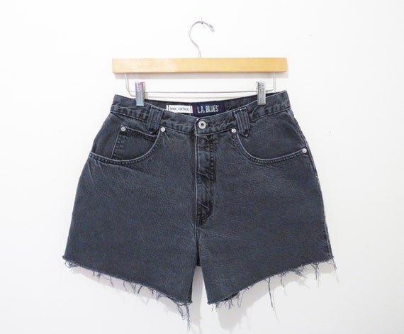 Vintage Black Denim Shorts | Reworked Patchwork P… - image 3