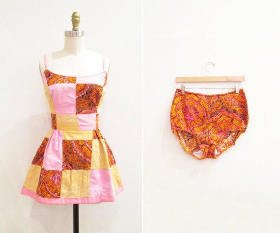 Vintage 1960s Swimsuit | Psychedelic Patchwork 196