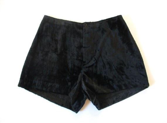 Vintage 1960s Hot Pants | Black Velvet 1960s 70s H