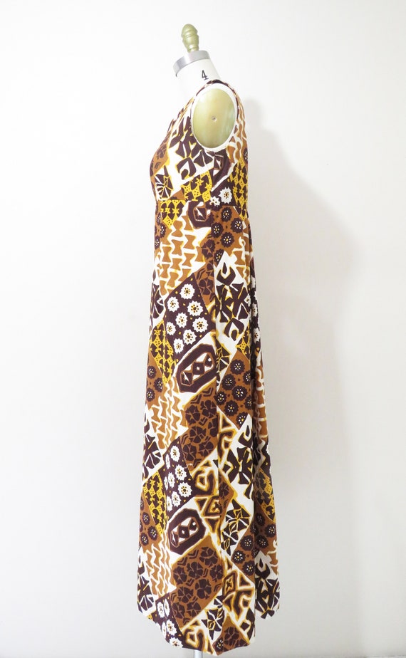 Vintage 1960s Maxi Dress | Mod Tiki Batik Print 1… - image 4