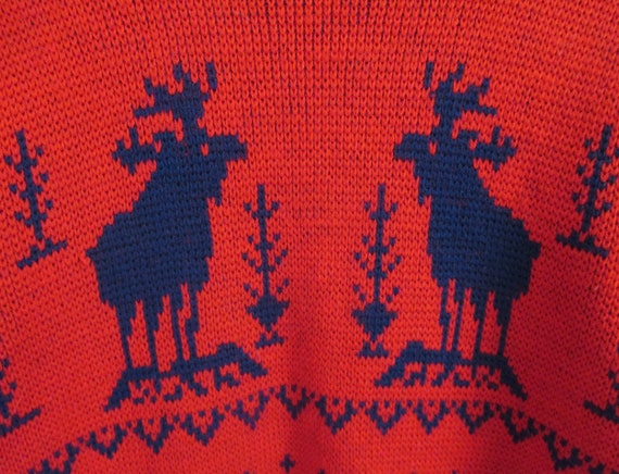 Vintage 1940s Sweater | Red Reindeer Print 1940s … - image 3