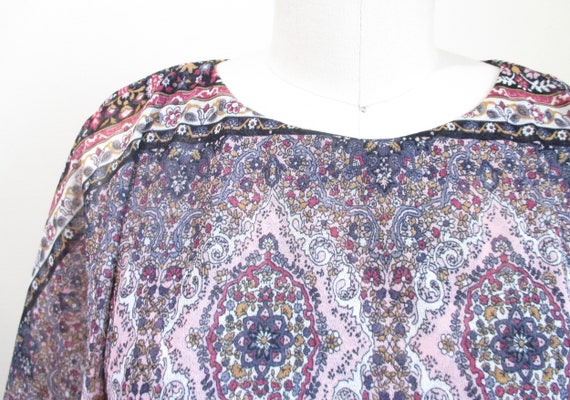 Vintage 1970s Dress | Sheer Floral 1970s Boho Mid… - image 4