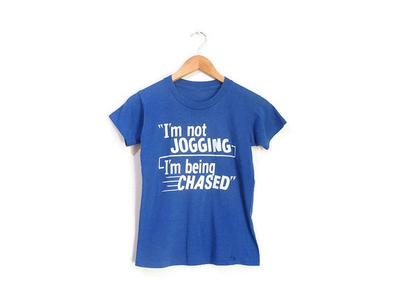 Vintage 1970s Tshirt | Blue and White Jogger 1970s