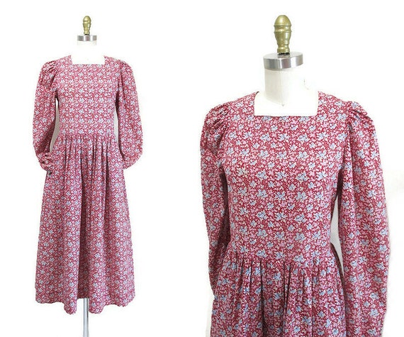 Vintage 80s Laura Ashley Dress | Red and Pink 80s