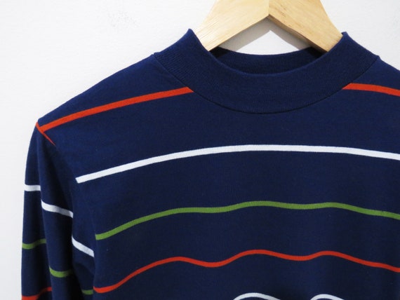 Vintage 1960s Mod Tshirt | Navy Striped 1960s 70s… - image 3