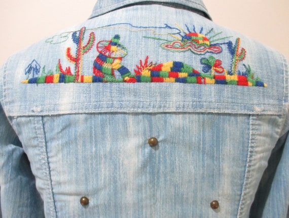 Vintage 1970s Embroidered Jacket | Ombre Denim 19… - image 6