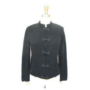 Vintage 1940s Sweater Black Rayon Knit 1940s 30s Cardigan Sweater size medium image 1