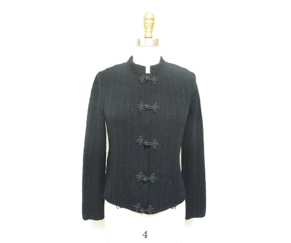 Vintage 1940s Sweater | Black Rayon Knit 1940s 30s