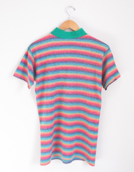 Vintage 1960s Rainbow Striped Tshirt | Mod 1960s … - image 5