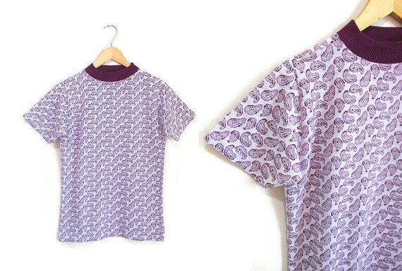 Vintage 1960s Tshirt | Mod Paisley Print 1960s 70s