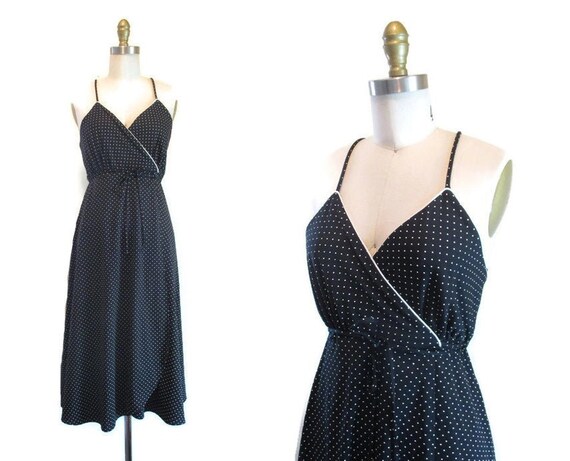 Vintage 1970s Wrap Dress | Polka Dot 1970s Sundres