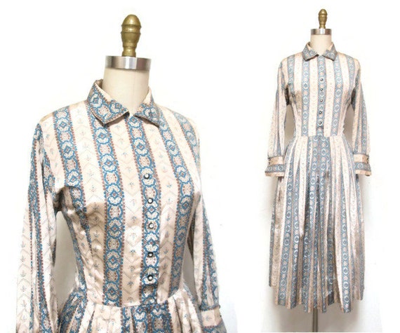 Vintage 1950s Dress | Paisley Striped 1950s Shirt… - image 1