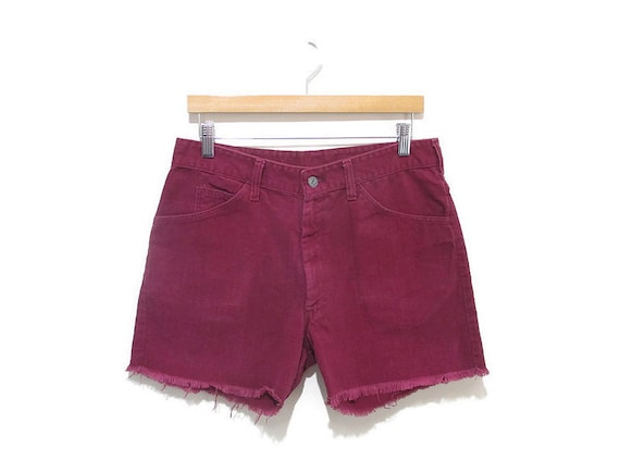 Vintage 1970s Cut Off Short | Wine Red Cotton 1970