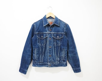 Vintage 80s Denim Jacket | GAP Pioneer Dark Wash Denim Trucker Jacket | size xs - small