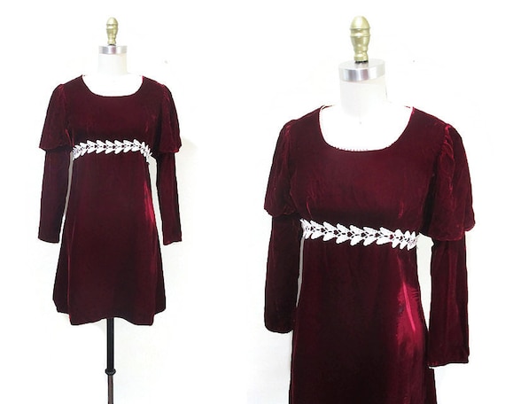 Vintage 1960s Velvet Mini Dress | Juliet Sleeve Wi