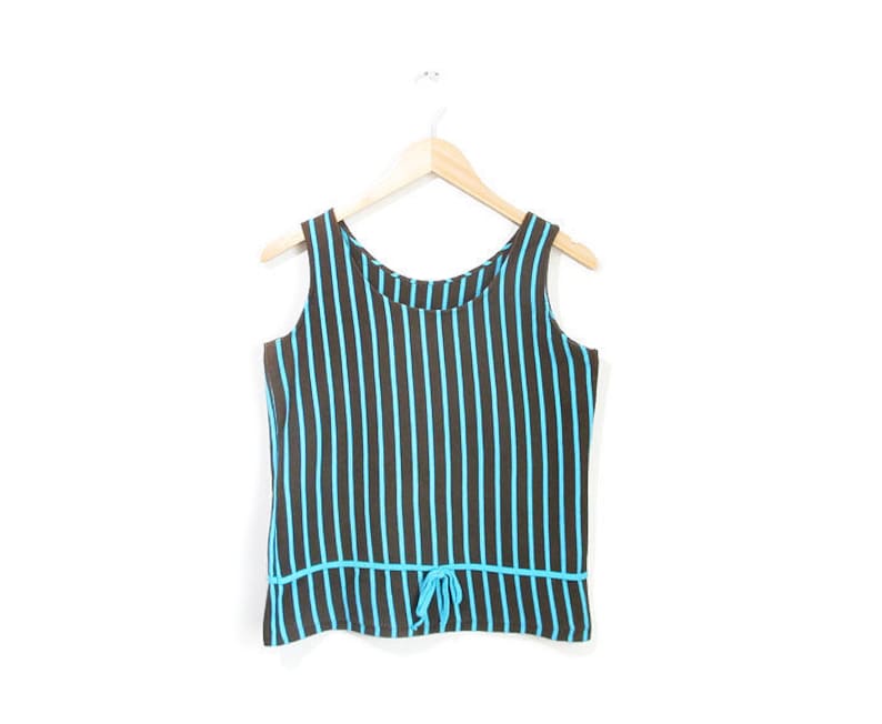 Vintage 1960s Tank Top Aqua and Brown 1960s Striped Tank Top - Etsy