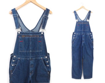 Vintage 90s Denim Overalls | Medium Wash 90s Overalls | unisex size medium - large