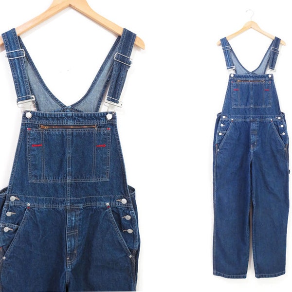 Vintage 90s Denim Overalls | Medium Wash 90s Overalls | unisex size medium - large