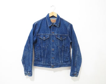 Vintage 80s Levis Denim Jacket | Medium Dark Wash 80s Levis Trucker Jacket | size small