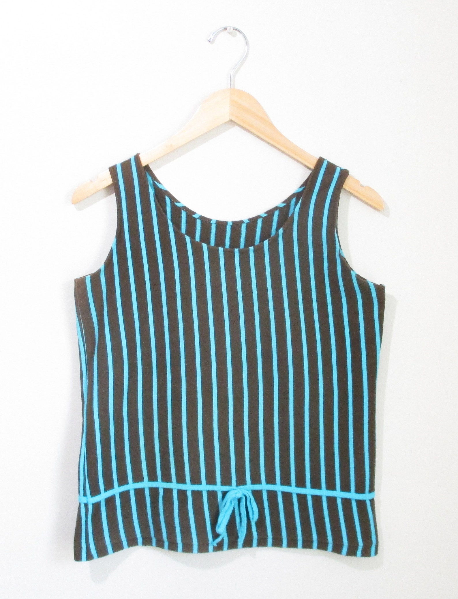 Vintage 1960s Tank Top Aqua and Brown 1960s Striped Tank Top - Etsy