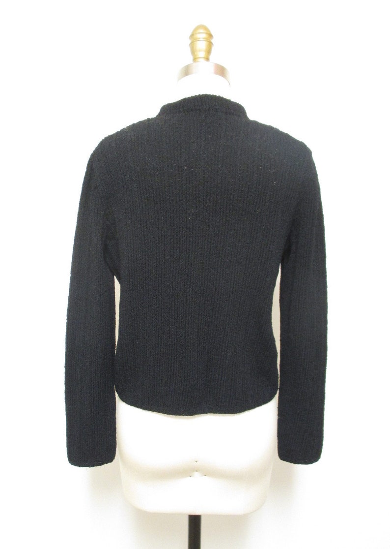 Vintage 1940s Sweater Black Rayon Knit 1940s 30s Cardigan Sweater size medium image 5