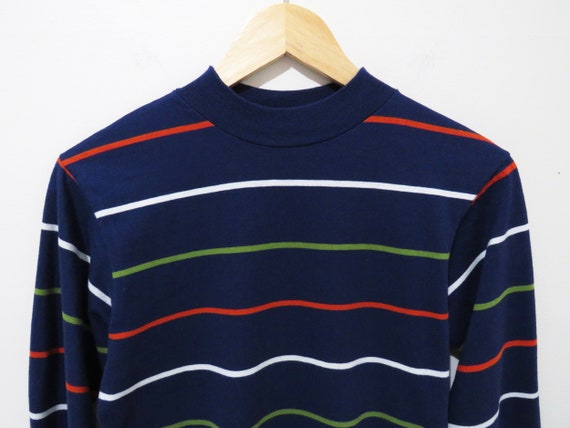 Vintage 1960s Mod Tshirt | Navy Striped 1960s 70s… - image 2