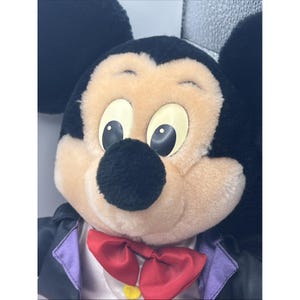 1987 Disneyland WDW 14"Mickey Mouse Plush Satin Formal Long Coat EUC Magic vtg image 5