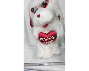 Vintage Cool Dog Valentine Puppy Love Large 20 Inch Plush Stiff Fair Prize 1980s