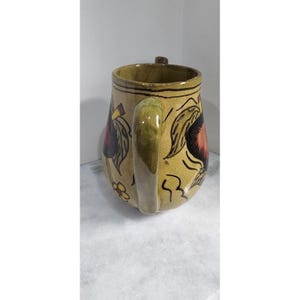Signed avocado green Mayolica Mexican Pottery Pitcher Vase Apples Cottagecore image 7