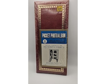 Vintage Taschenfotoalbum Sentry Japan NOS Versiegelt 48 Instamatic Prints Rot Gold