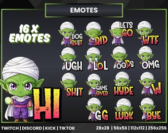 Dragon Ball Piccolo Anime Emotes Pack | Twitch Discord Kick Reaction Emotes