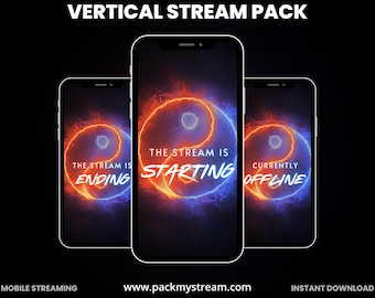 Yin Yang Vertical Stream Pack | Twitch TikTok YouTube | Animated Overlays Panels Alerts Energy Balance Gaming Overlay