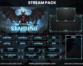 Dämonenbach Overlay Pack | Twitch OBS Overlay | Animierte Warnungen, Webcam-Overlay, Stream-Panels, Dark Fantasy Theme