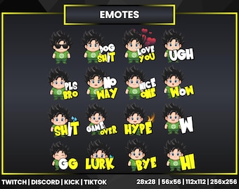 Dragon Ball Goku Anime Emotes Pack | Twitch Discord Kick Reaction Emotes