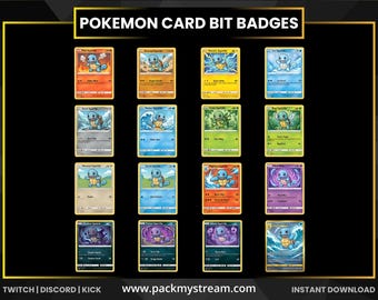 Pokemon Squirtle Card Evolution Bit Badges Twitch Discord Kick | Cheer Badges Stream Badges Loyalty Badges Card Style Creature Progression