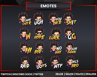 Dragon ball Saiyan (SSJ4) Anime Emotes Pack | Twitch Discord Kick Reaction Emotes