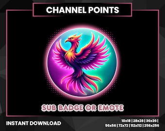 Phoenix Channel Points | Fire Bird Twitch Reward Icons | Kick Discord Stream Badge Set
