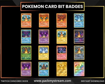 Pokemon Charizard Evolution Bit Badges Twitch Discord Kick | Cheer Badges Stream Badges Loyalty Badges Card Style Creature Progression