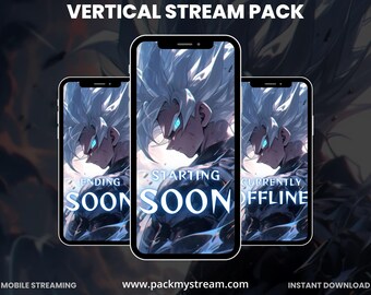 Dragon Ball Gohan Anime Vertical Stream Pack Power Up | Twitch TikTok YouTube | Animated Overlays Panels Alerts Gaming Anime Overlay