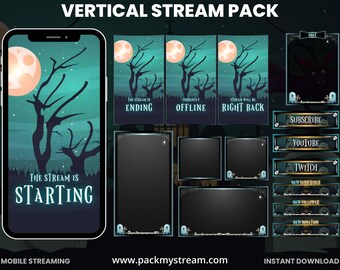 Spooky Forest Halloween Vertical Stream Pack | Twitch TikTok YouTube | Animated Overlays Panels Alerts Halloween Gaming Overlay