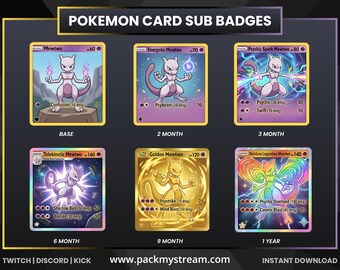 Pokemon Mewtwo Card Sub Badges Twitch Discord Kick Loyalty Badges Stream Badges Badge Progression Monster Card Gaming Set