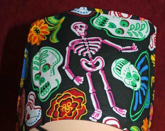 Skulls and Bones Surgical Cap (Optional ear mask buttons)