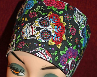 Sugar Skulls Surgical Cap (Optional ear mask buttons)