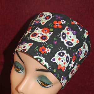 Sugar Skull Cats Surgical Cap (optional ear mask buttons)