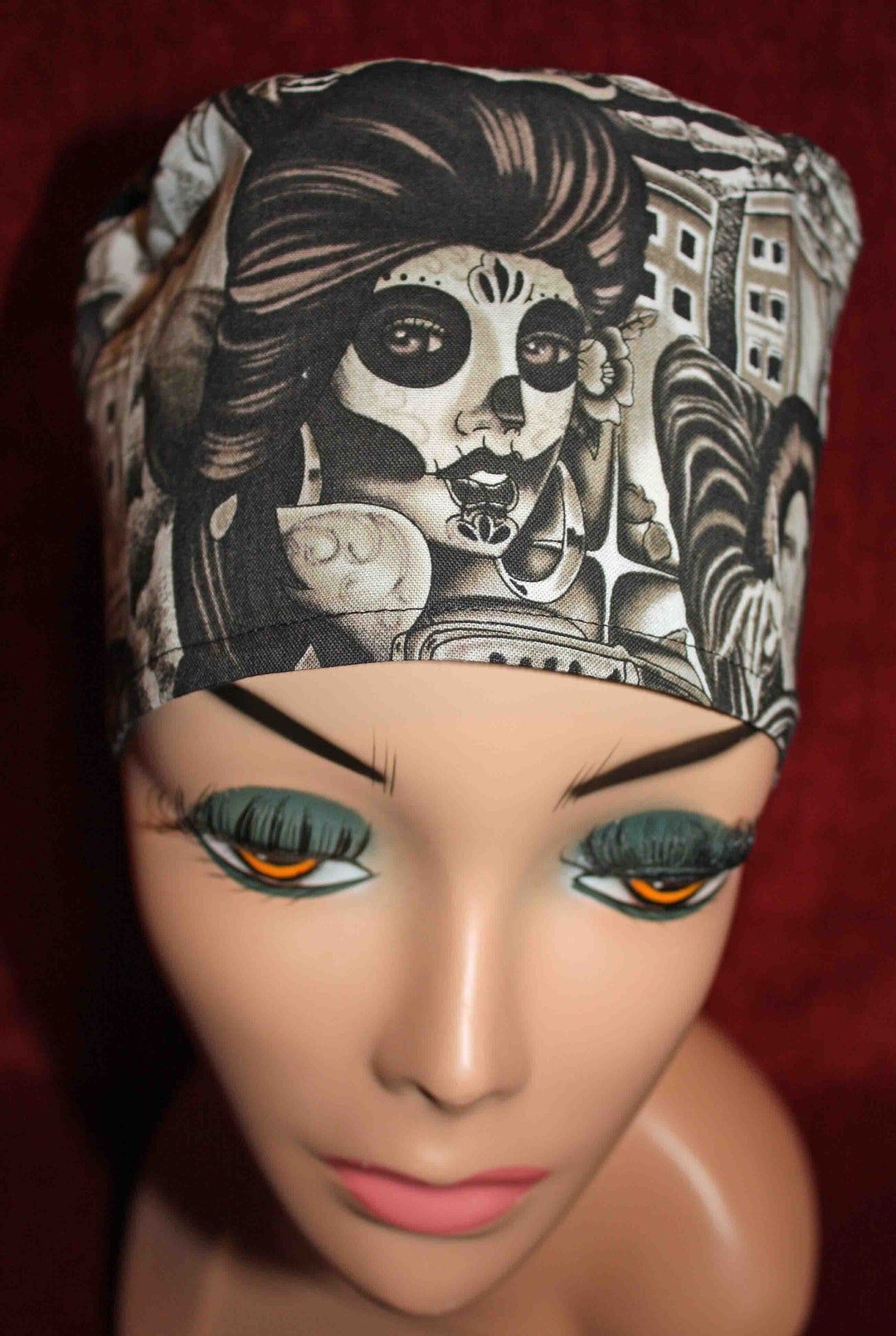 Day Of The Dead Cap Back Elastic And Cordstop Optional Ear Etsy day-of-the-dead-cap-back-elastic-and-cordstop-optional-ear-etsy