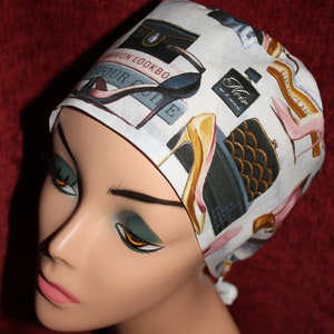 Shoes and Perfume Bottles Skull Cap  (optional ear mask buttons)
