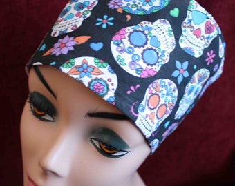 Colorful Skulls Surgical Cap (optional ear mask buttons)