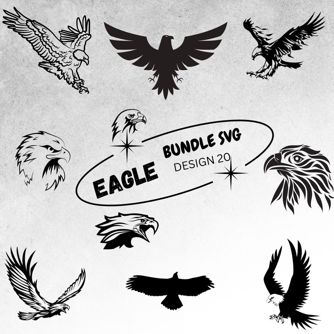 Eagle SVG Bundle | Bold Eagle Silhouette Designs | Tribal & Flying ...