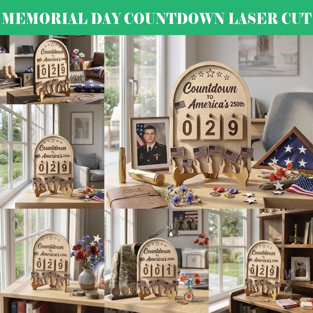 3D Interchangeable Memorial Day Countdown Bundle, Days Until 0 Laser ...